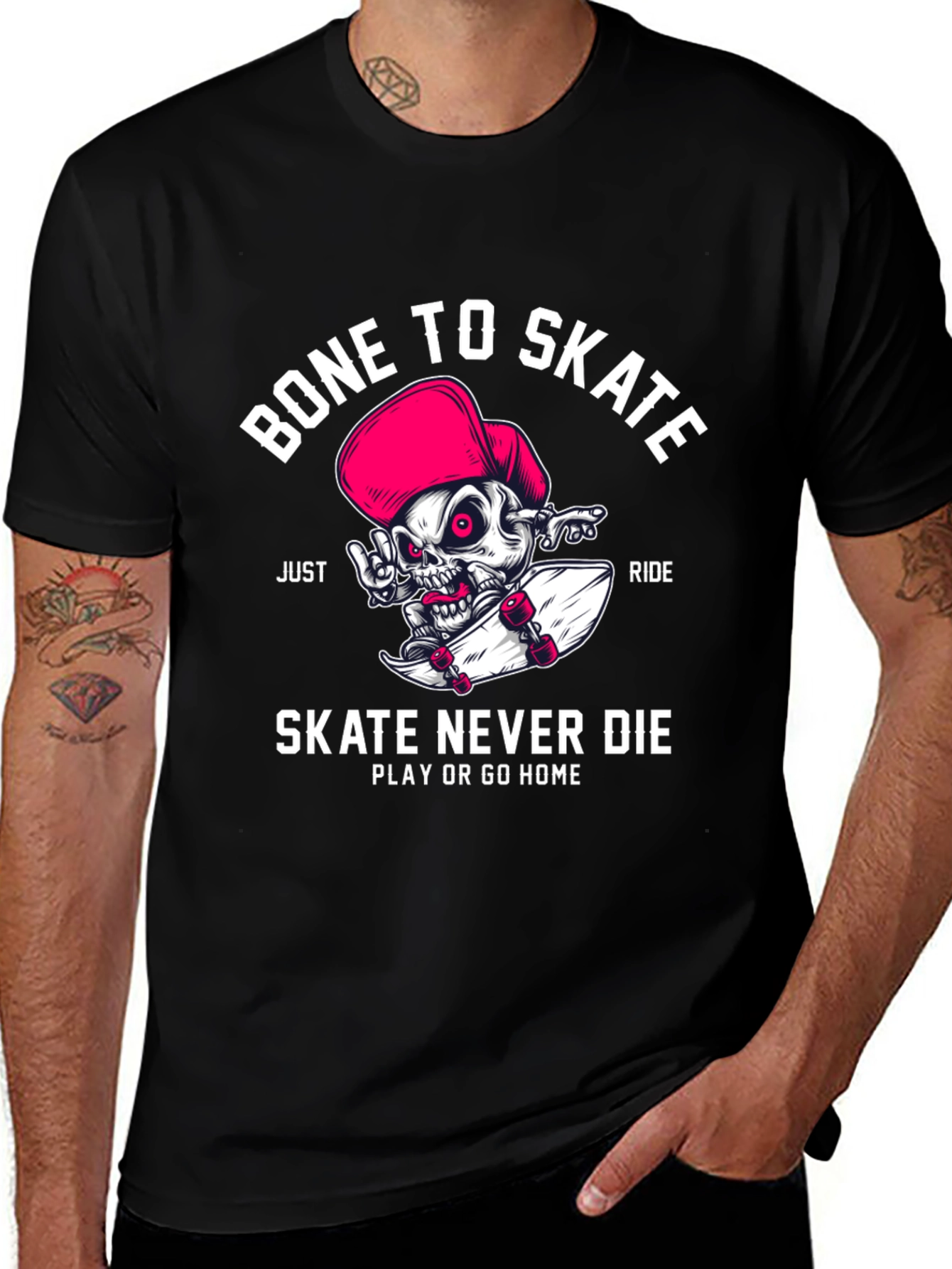Bone to Skate T-Shirt - Skateboarding Skeleton Design