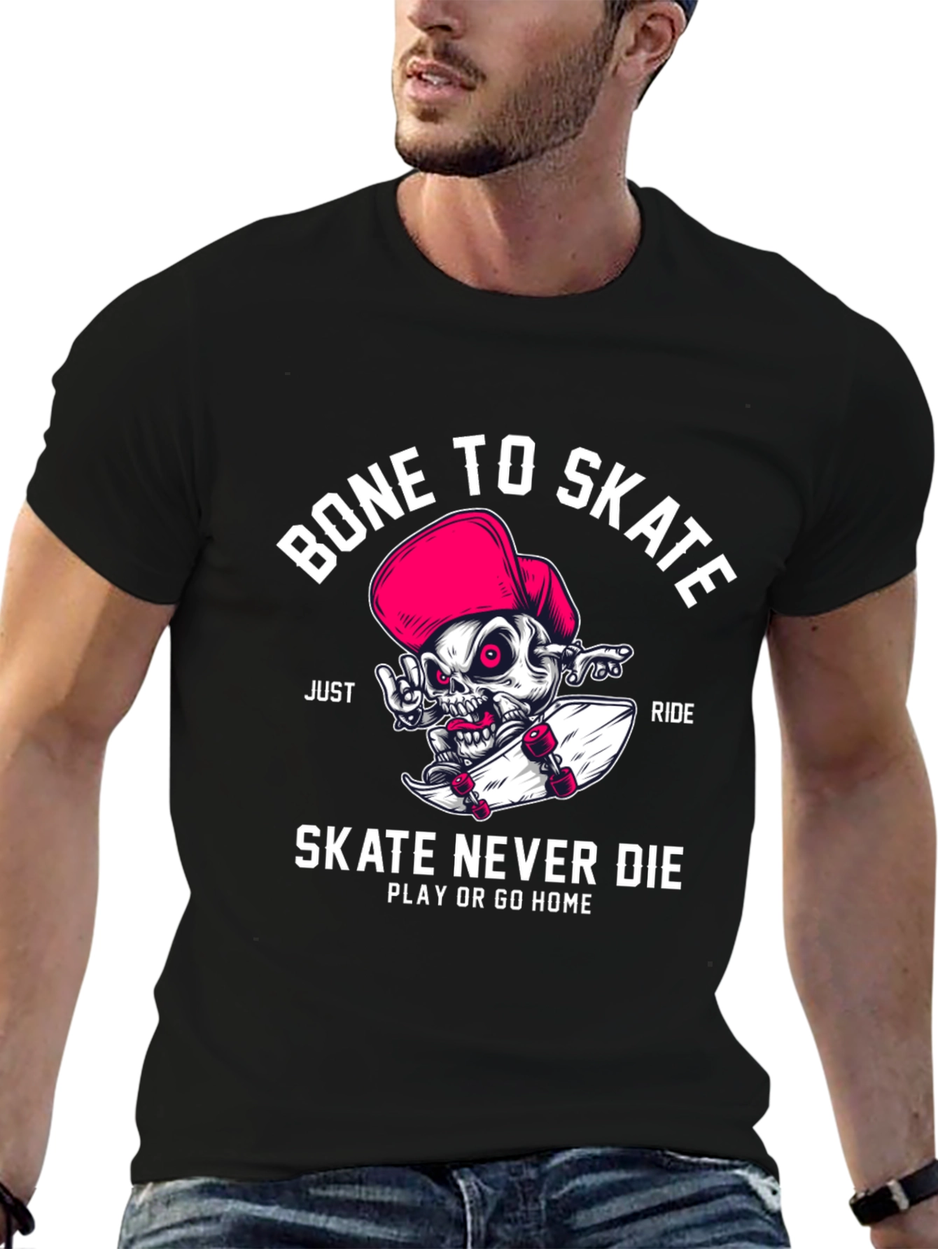 Bone to Skate T-Shirt - Skateboarding Skeleton Design