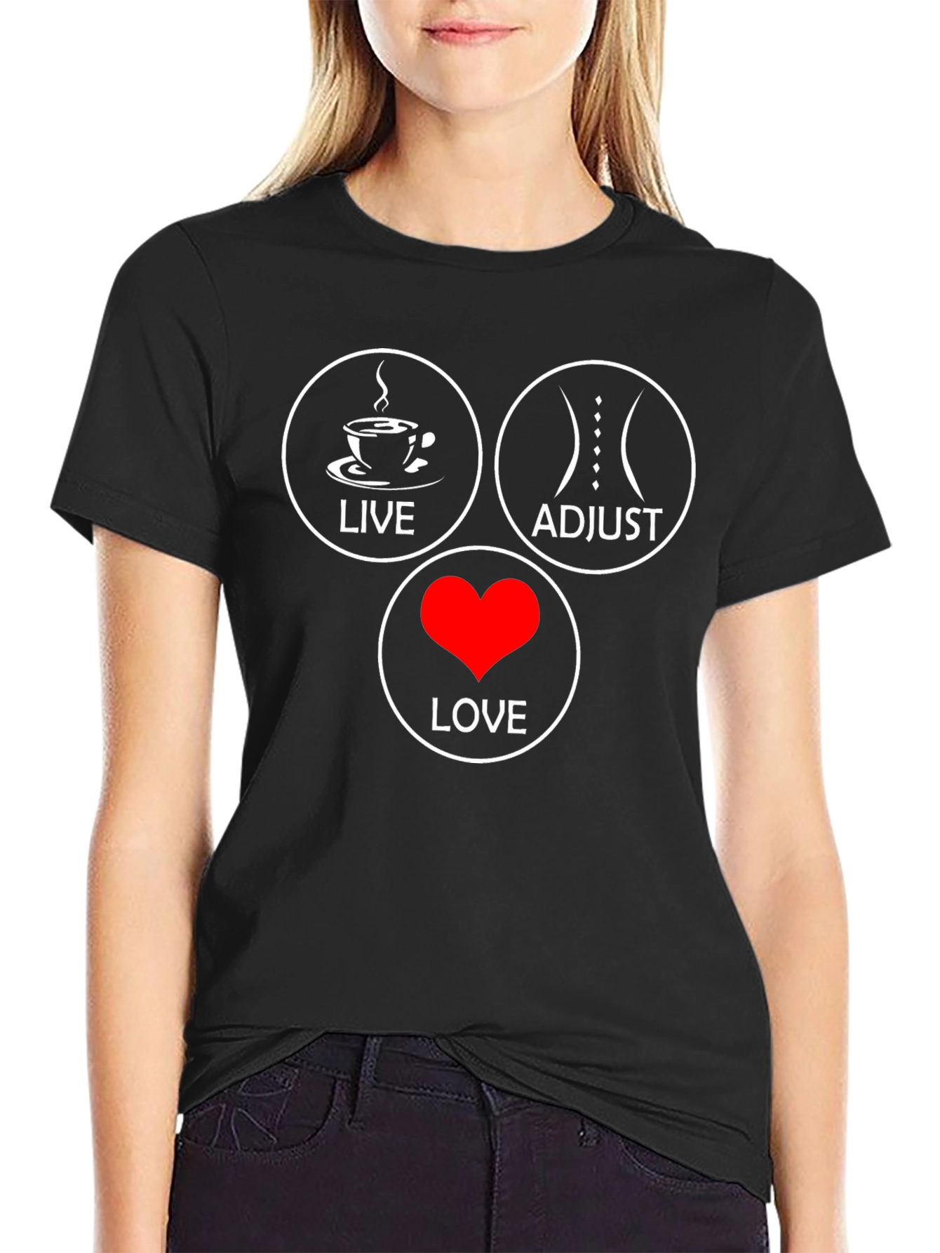 Live Adjust Love Black Graphic T-Shirt