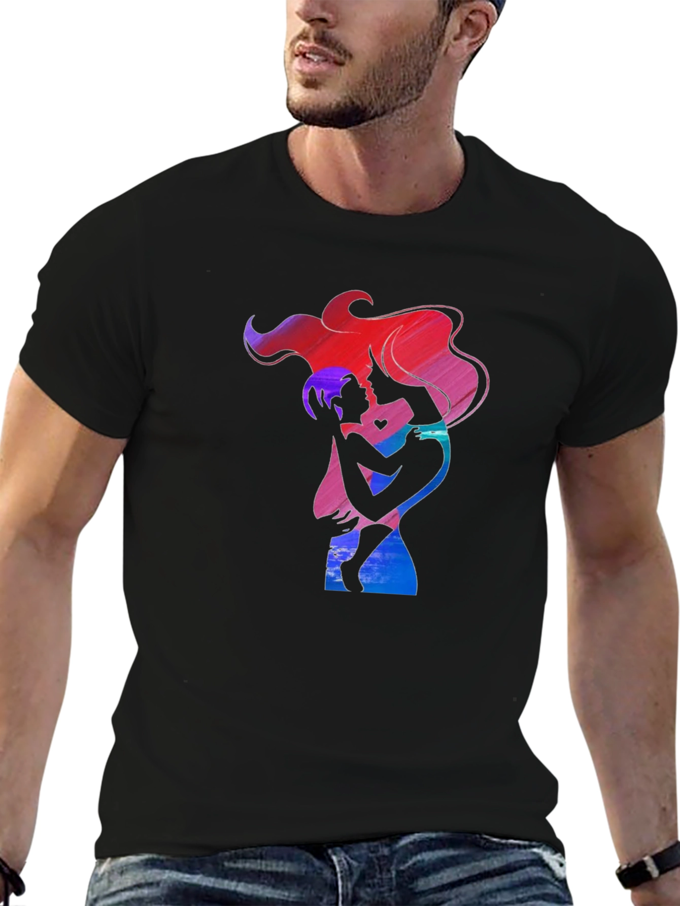Mother and Child Graphic Tee - Black