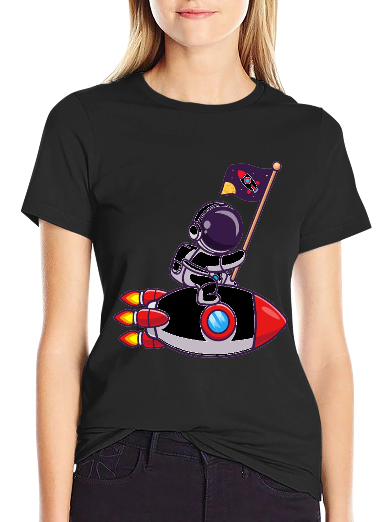Astronaut Rocket Ride Graphic Tee - Cool Space T-Shirt