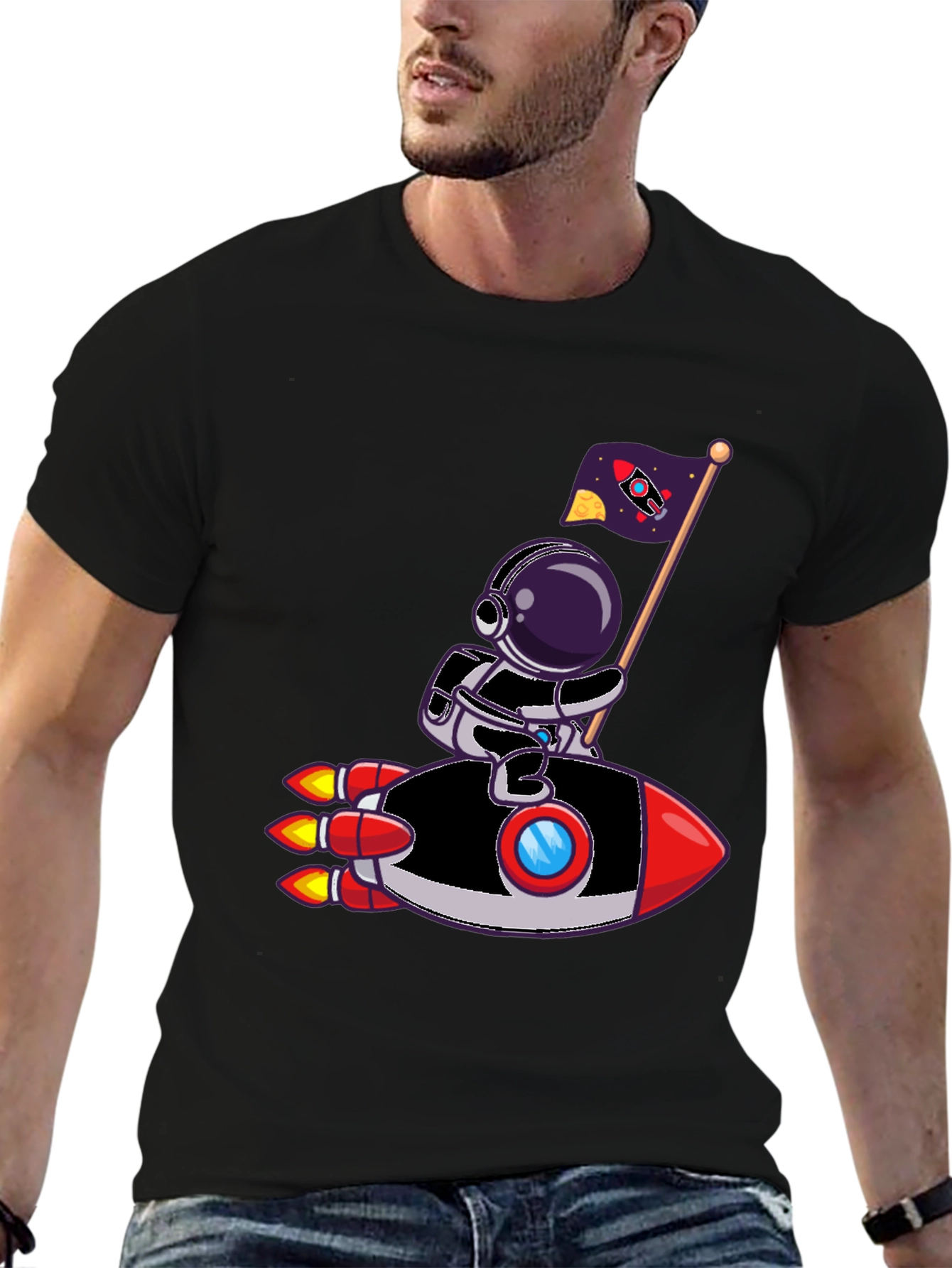 Astronaut Rocket Ride Graphic Tee - Cool Space T-Shirt