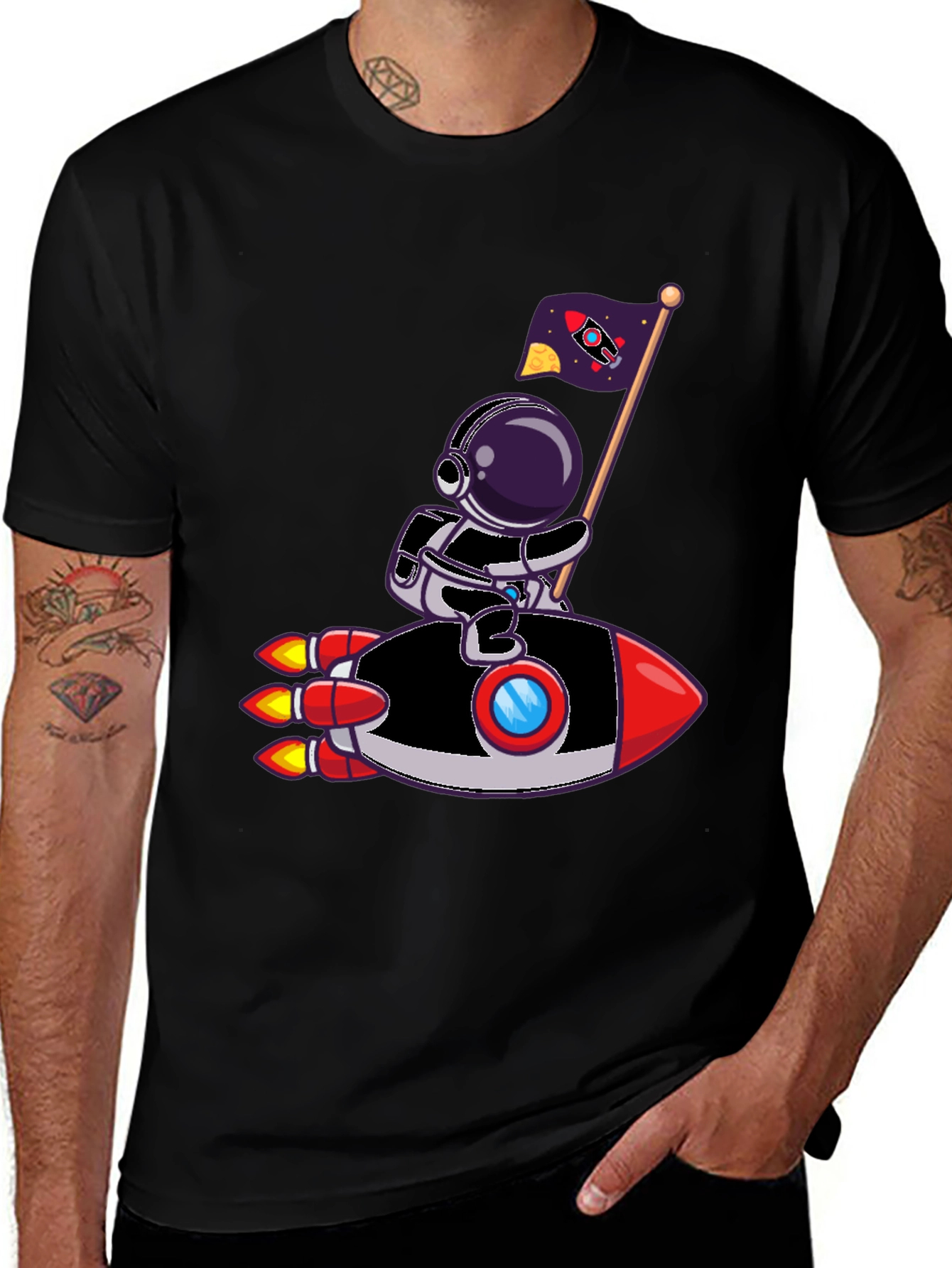 Astronaut Rocket Ride Graphic Tee - Cool Space T-Shirt