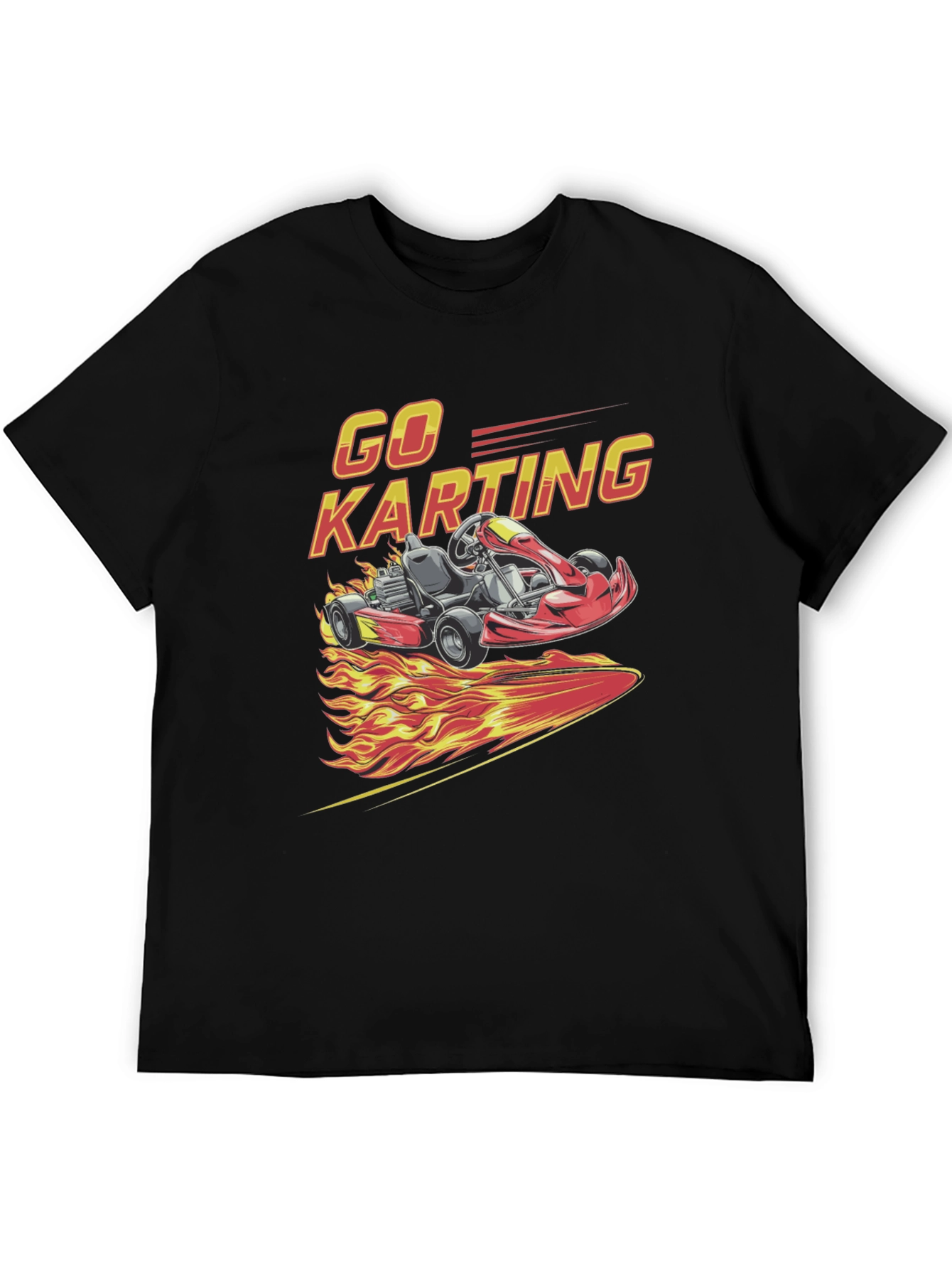 Go Karting Graphic T-Shirt - Racing Flames Design