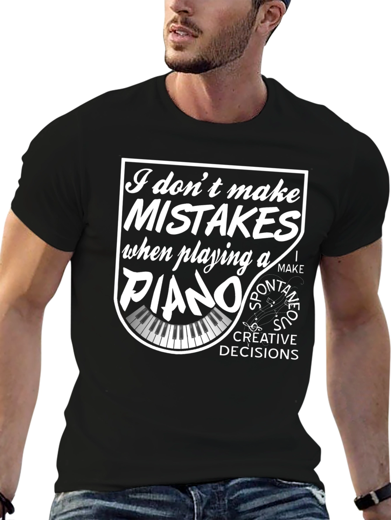 Piano Player Black T-Shirt - Creative Decisions