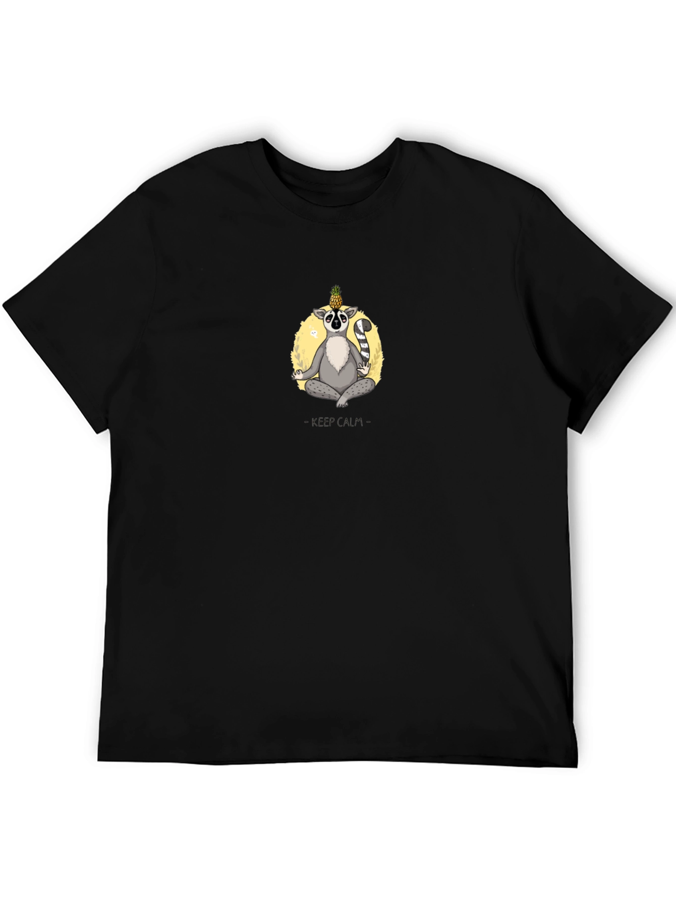 Zen Lemur Black T-Shirt: Meditating Animal Graphic Tee