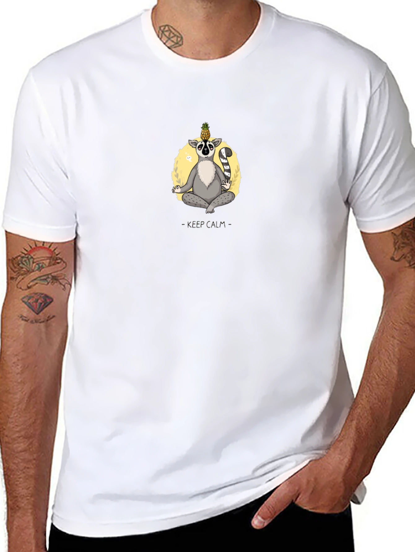 Zen Lemur Black T-Shirt: Meditating Animal Graphic Tee