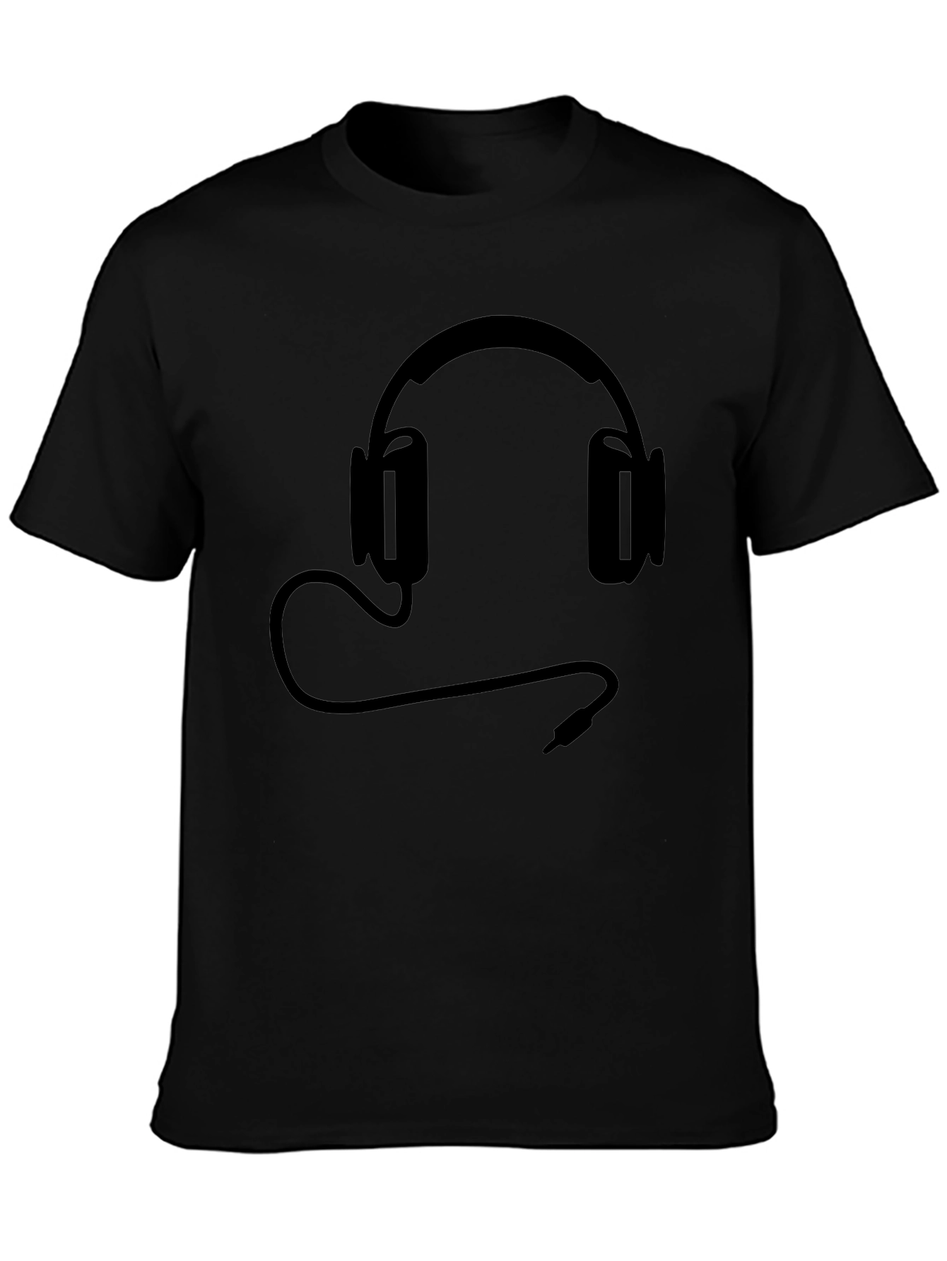 Black T-Shirt with Headphone Graphic