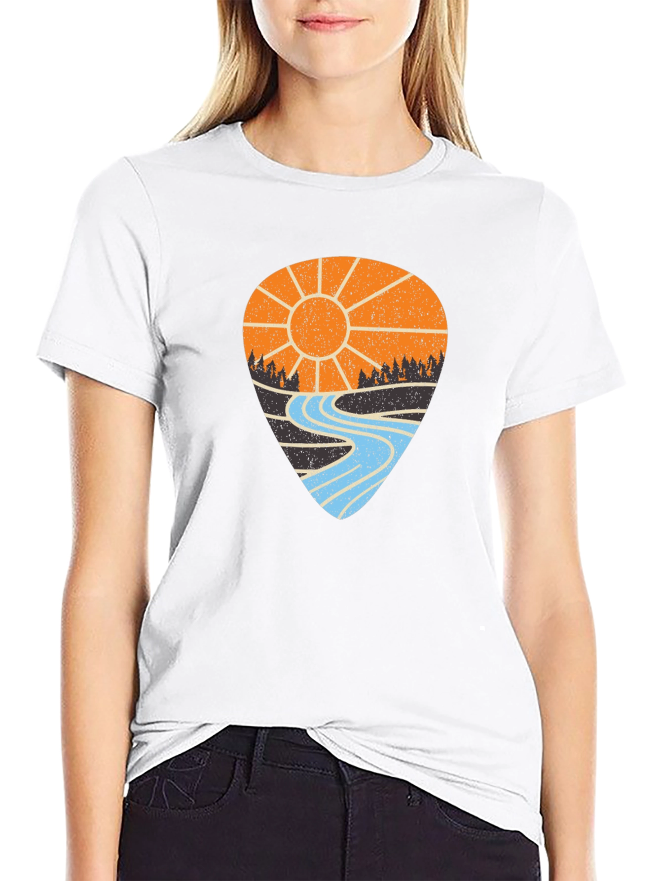 Nature Scene Graphic Tee - Black