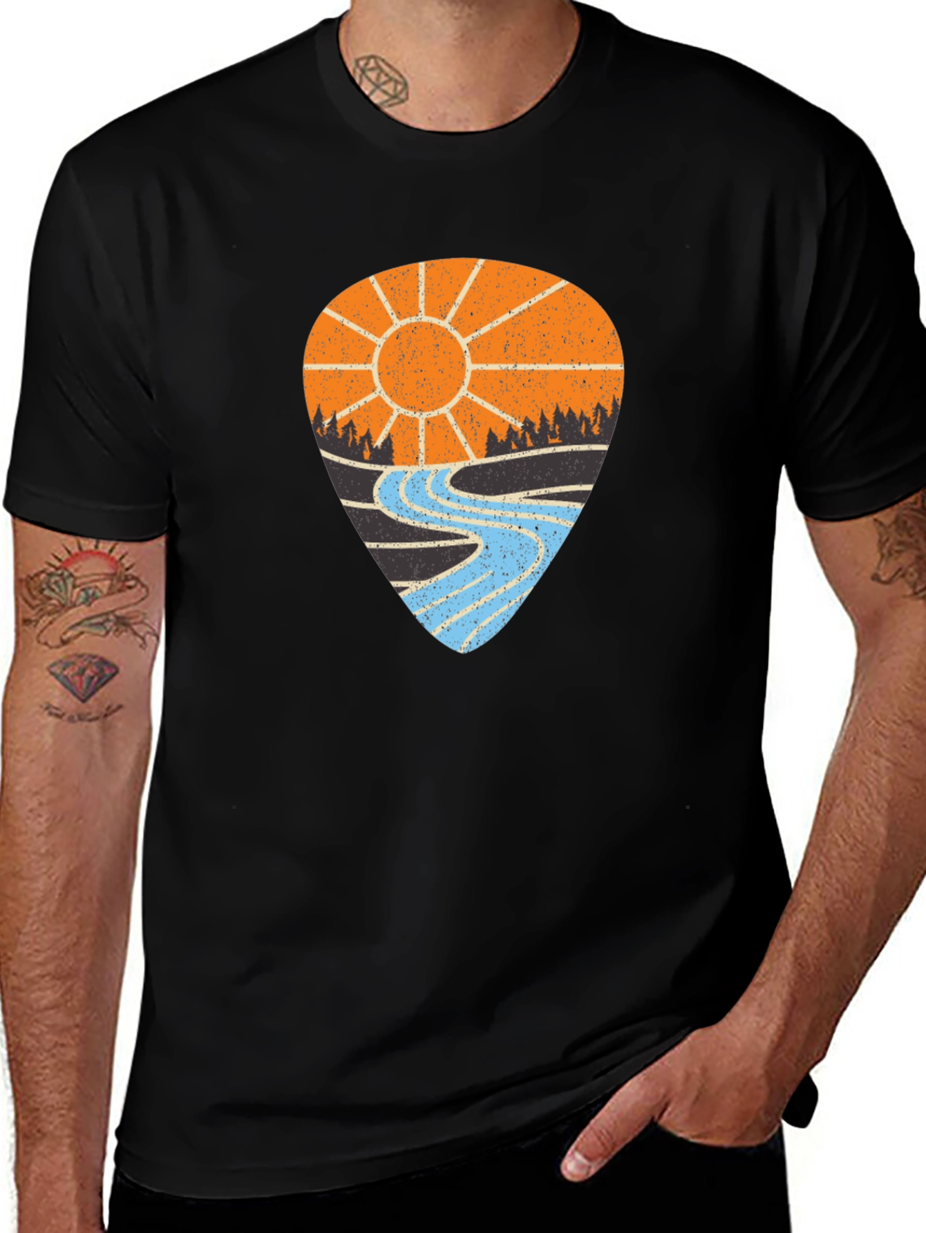Nature Scene Graphic Tee - Black