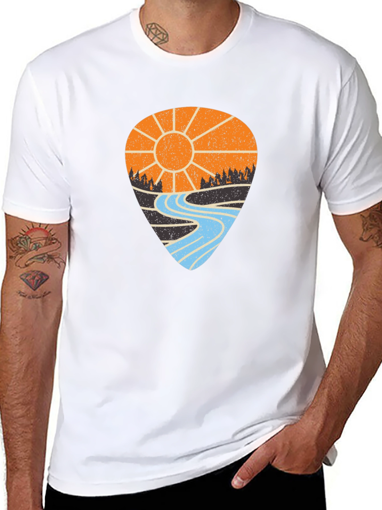 Nature Scene Graphic Tee - Black