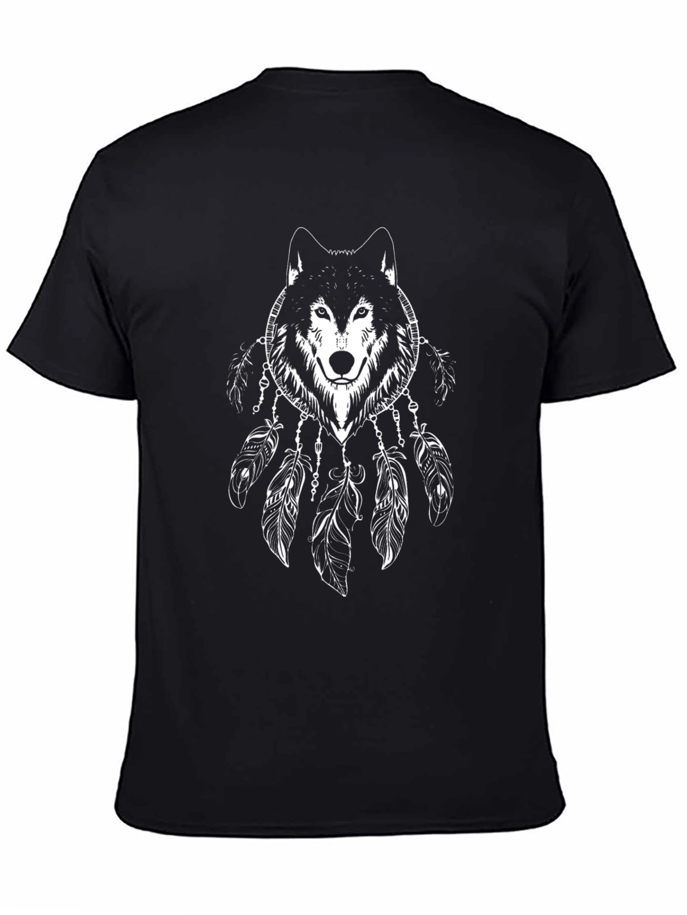 Wolf Dreamcatcher Graphic Tee - Black