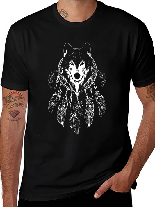 Wolf Dreamcatcher Graphic Tee - Black