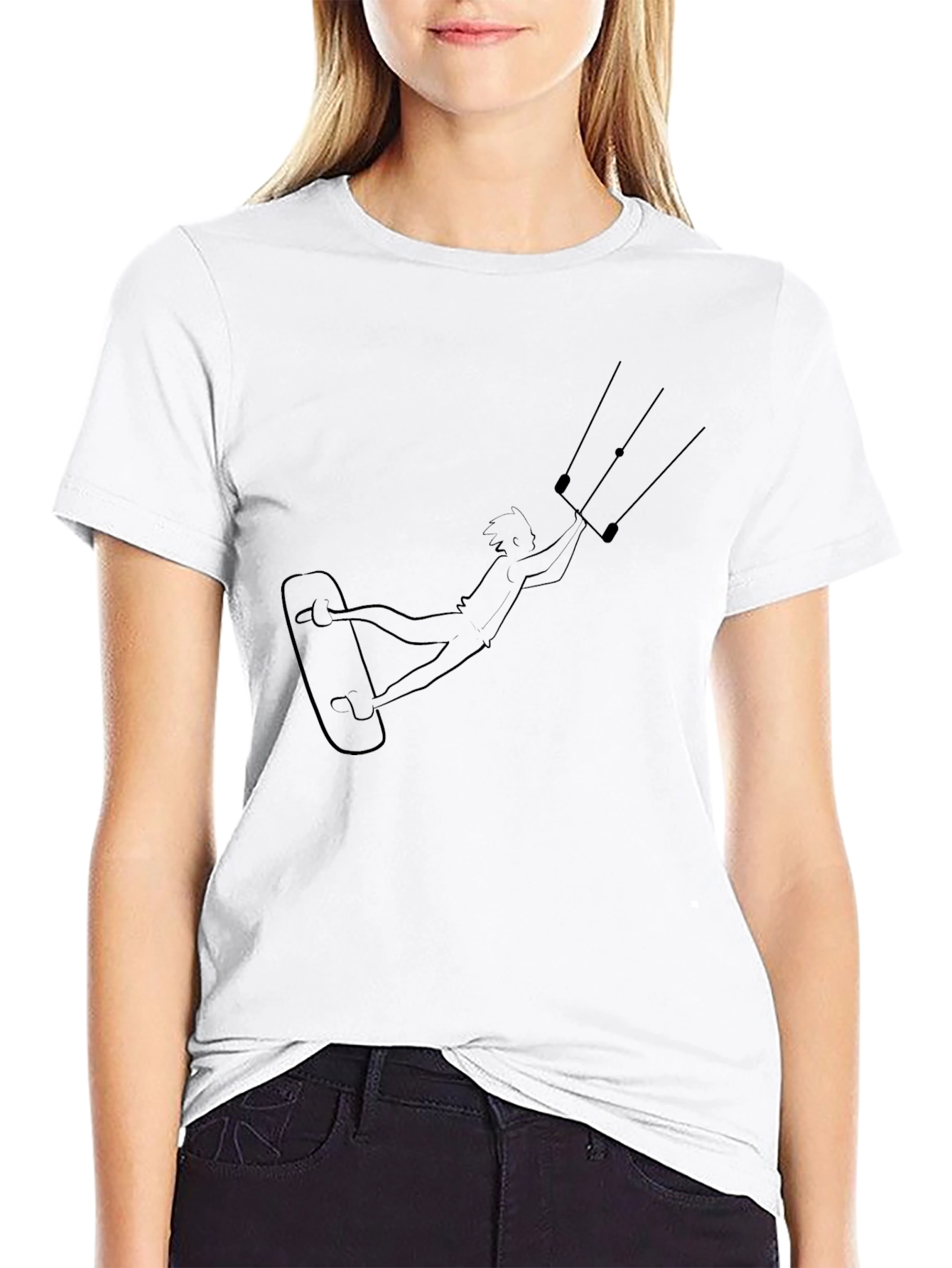 Kitesurfing Graphic Tee - Black Cotton T-Shirt