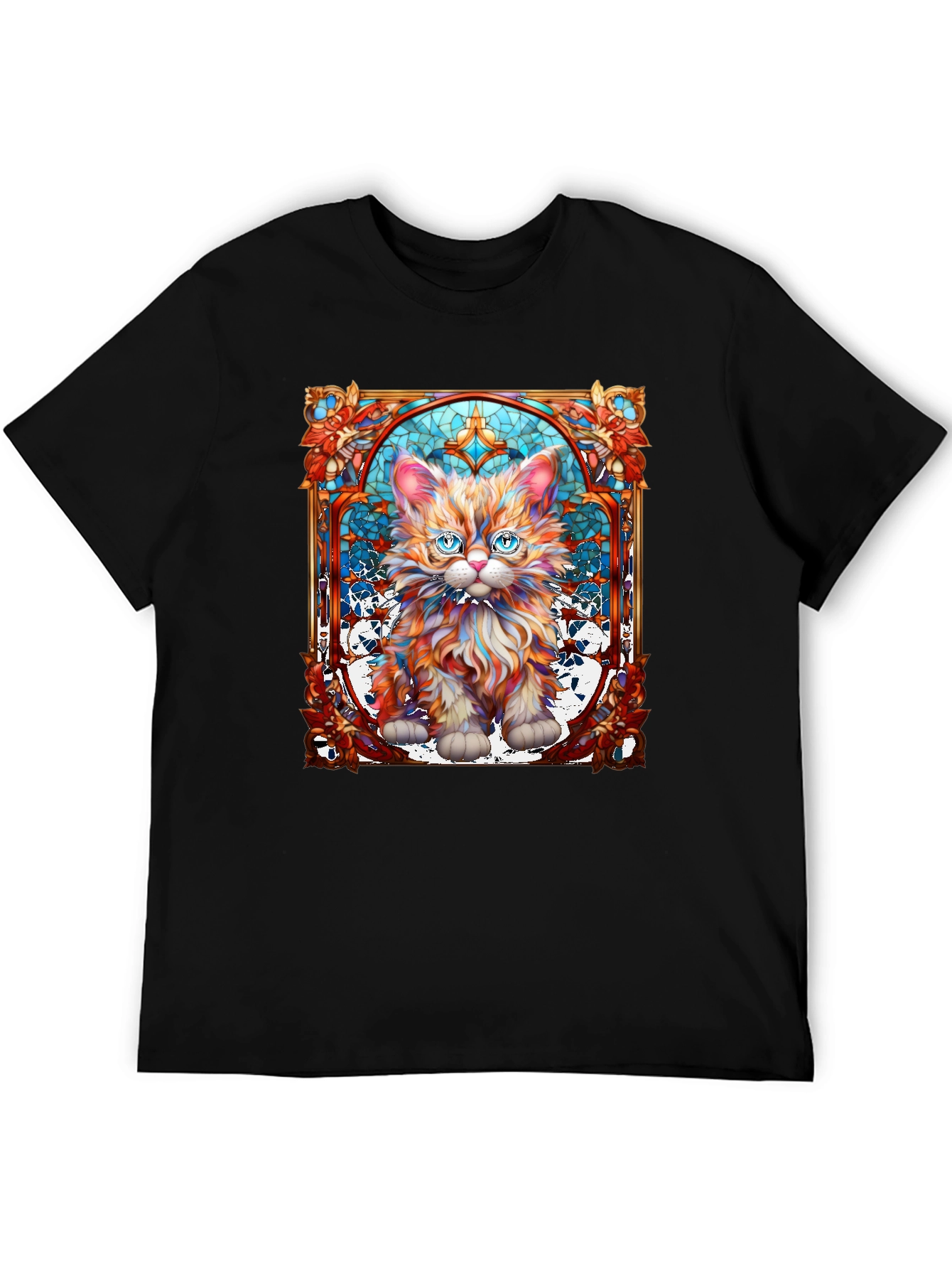 Stained Glass Cat Graphic Tee