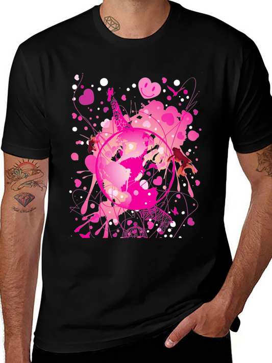 Globe Pink Splash Mens Black T-Shirt