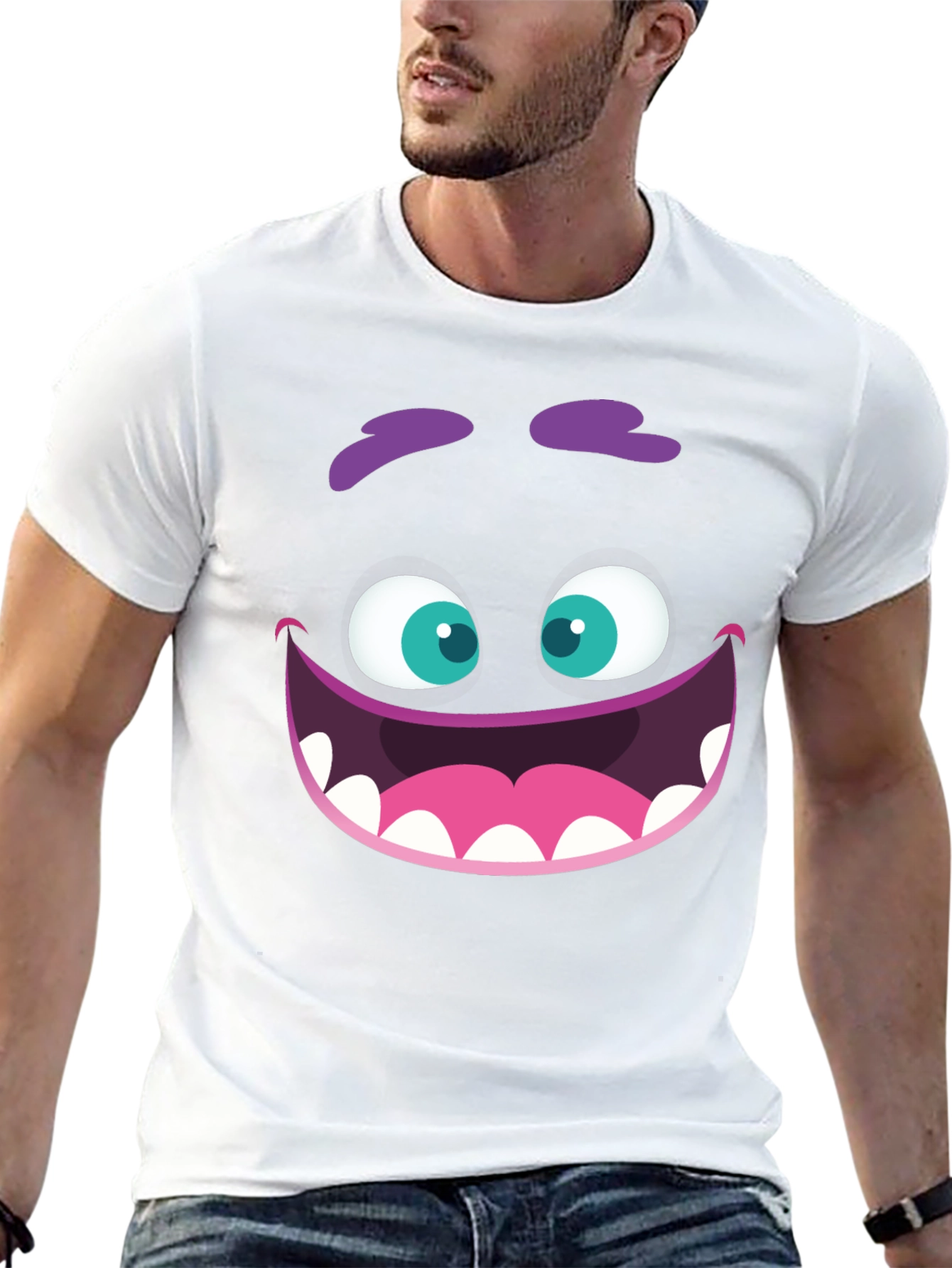 Monster Face Graphic Tee - Fun Cartoon Design
