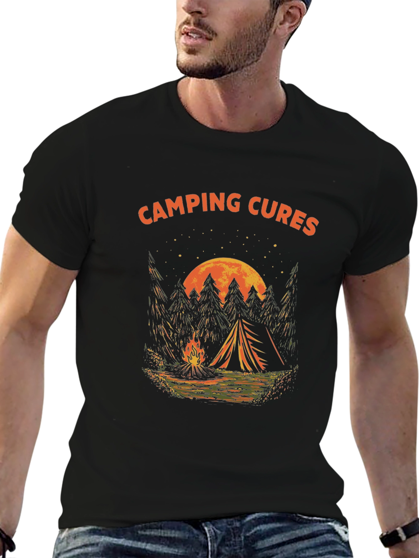Camping Cures Graphic T-Shirt - Black
