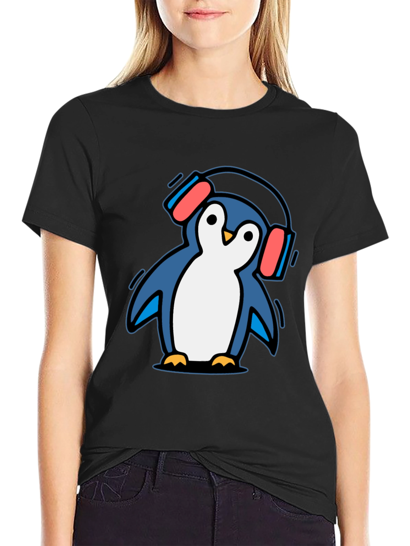 Penguin Headphone T-Shirt - Cool Graphic Tee
