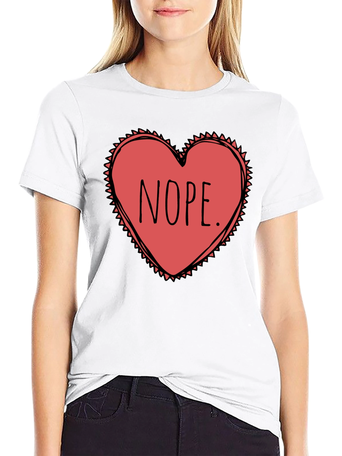 Nope Heart Graphic Novelty T-Shirt