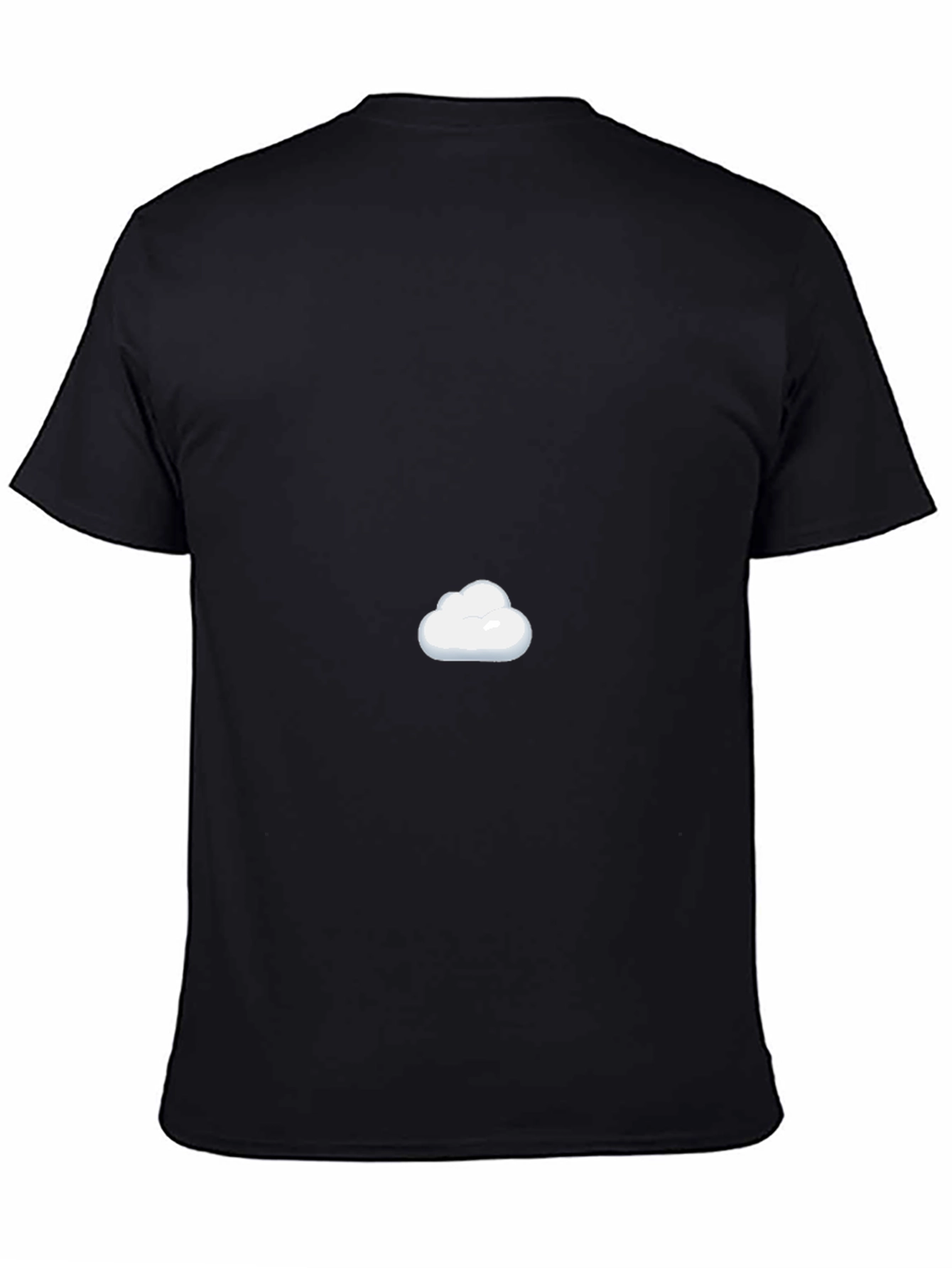 Mens Black Cotton T-Shirt with Cloud Design