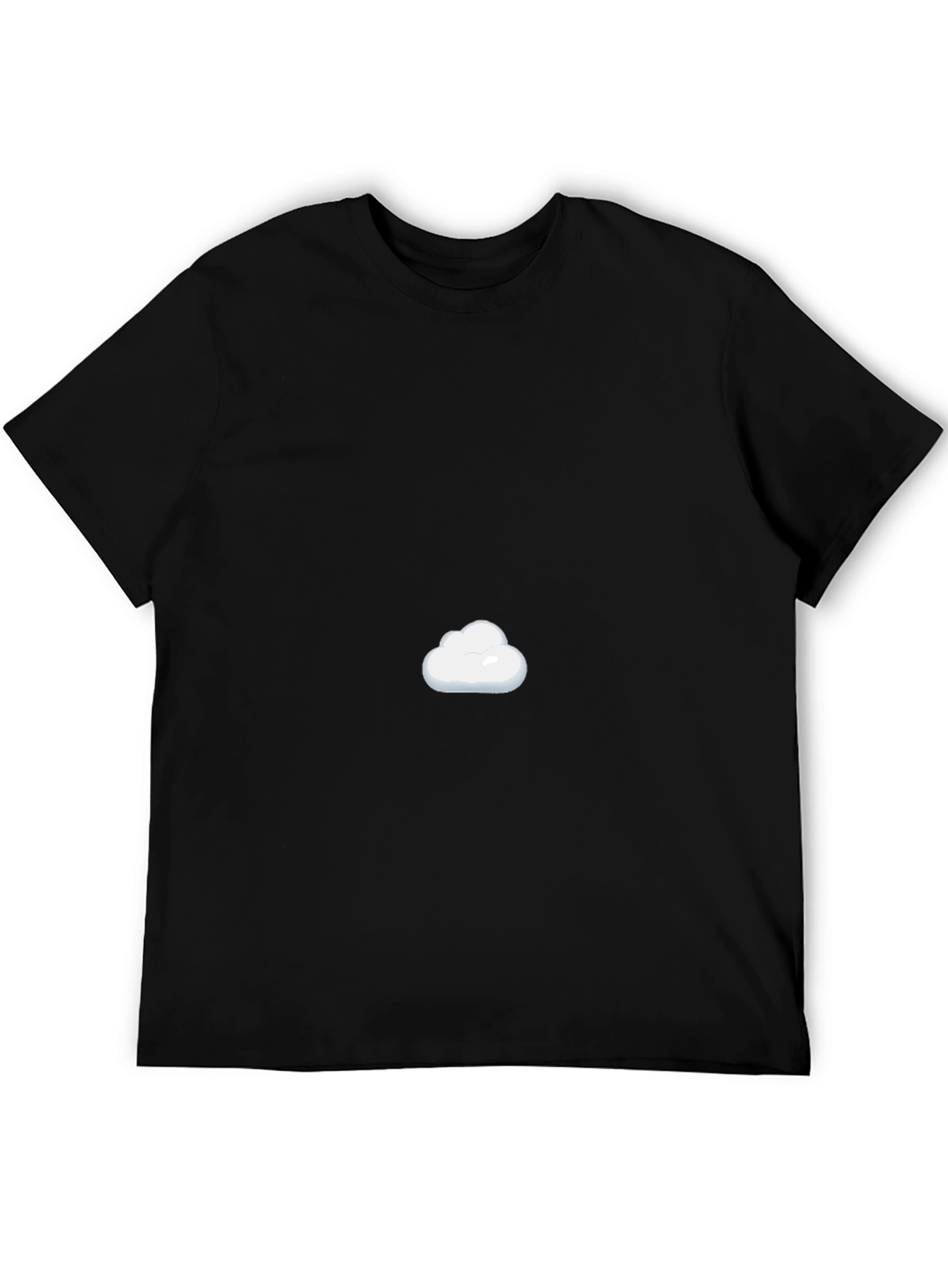 Mens Black Cotton T-Shirt with Cloud Design