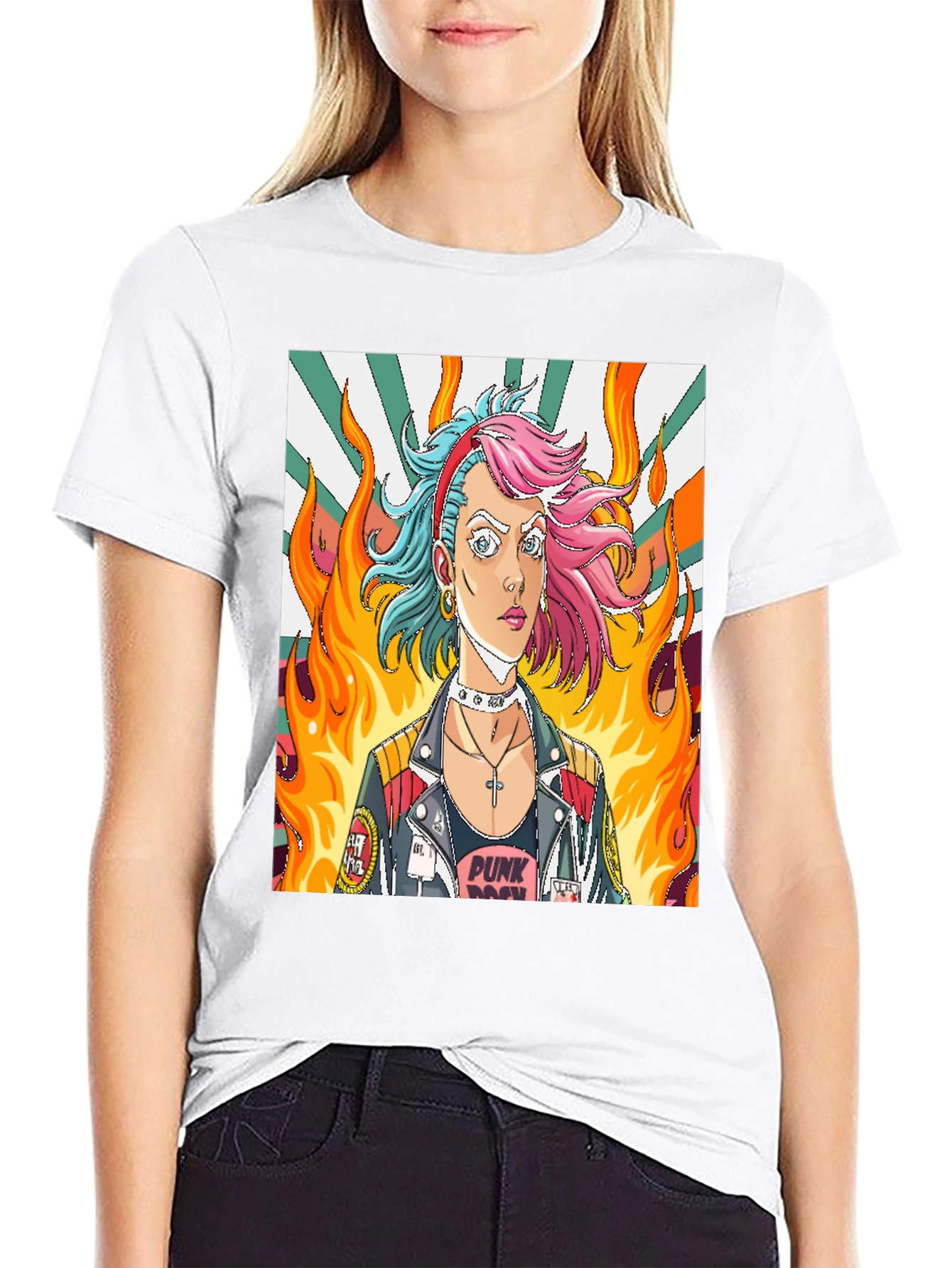 Punk Rock Girl Graphic Tee - Edgy Style