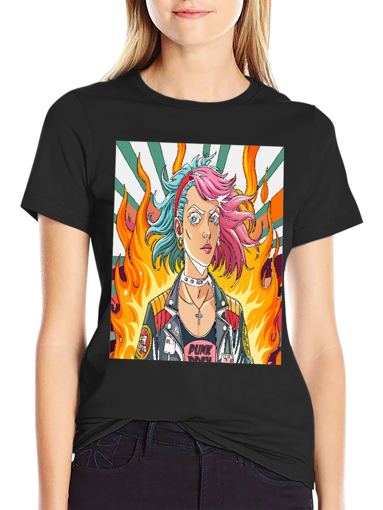 Punk Rock Girl Graphic Tee - Edgy Style