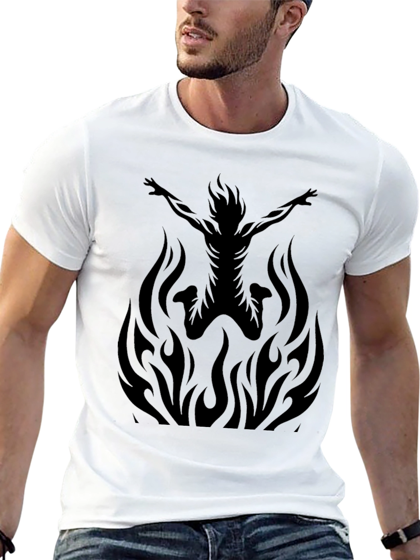 Fiery Leap Graphic Tee - Black Cotton Comfort