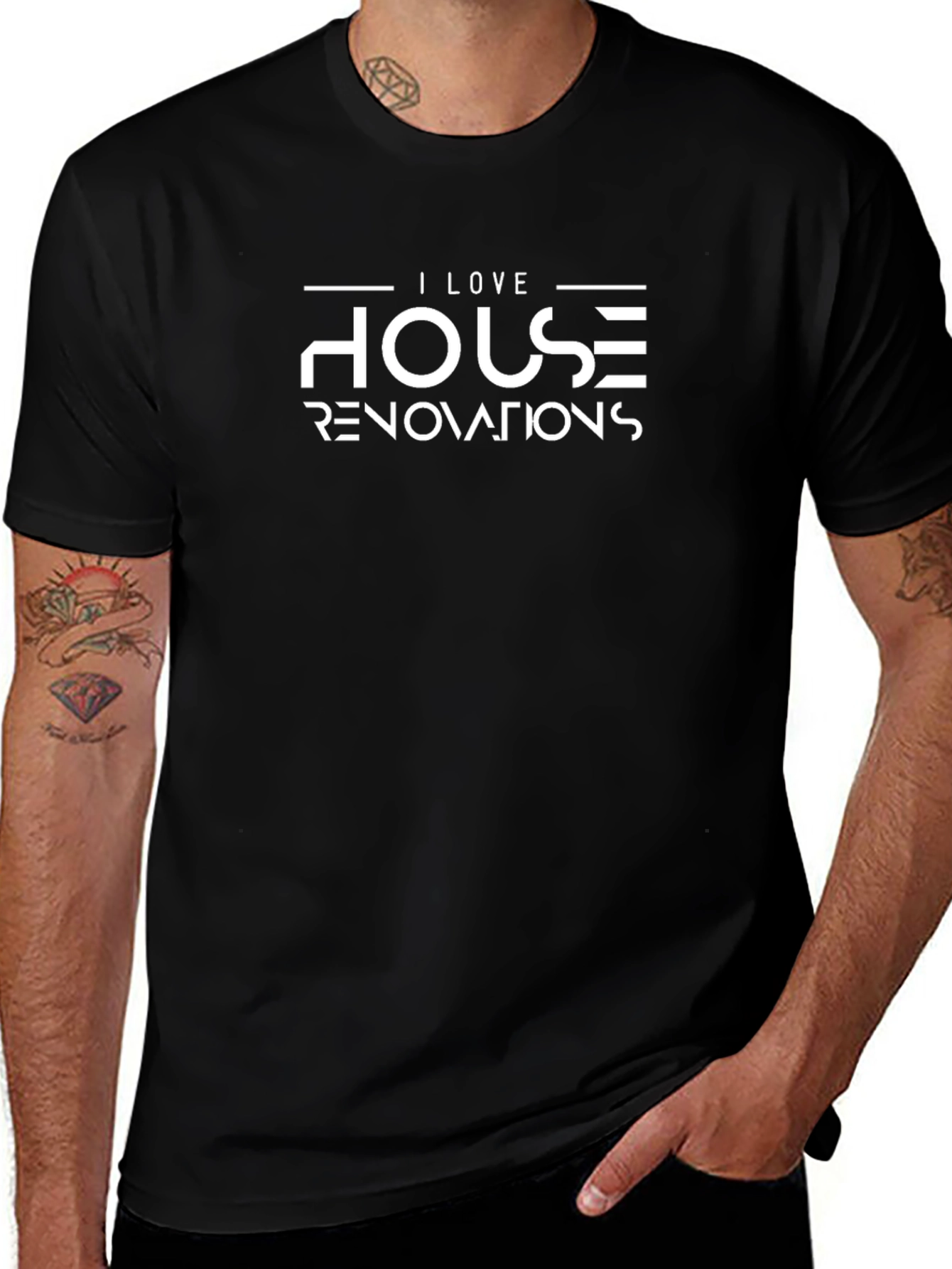 I Love House Renovations Black T-Shirt