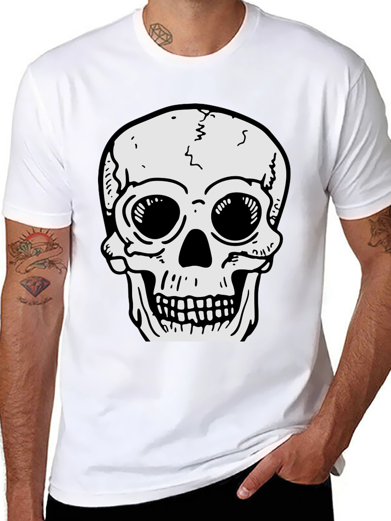 Skull Graphic Tee - Mens Black Cotton T-Shirt