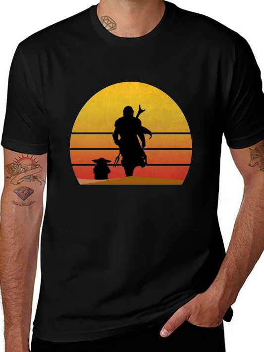 Mando & Grogu Sunset Graphic Tee - Black