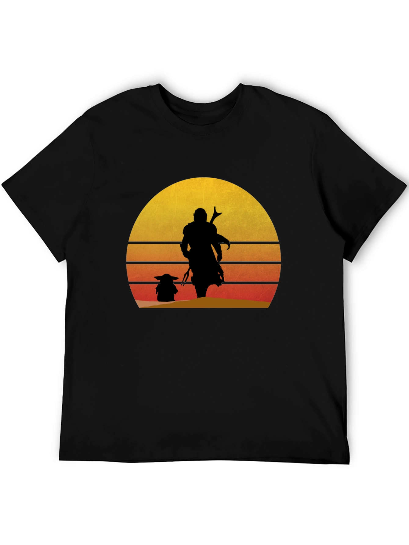 Mando & Grogu Sunset Graphic Tee - Black