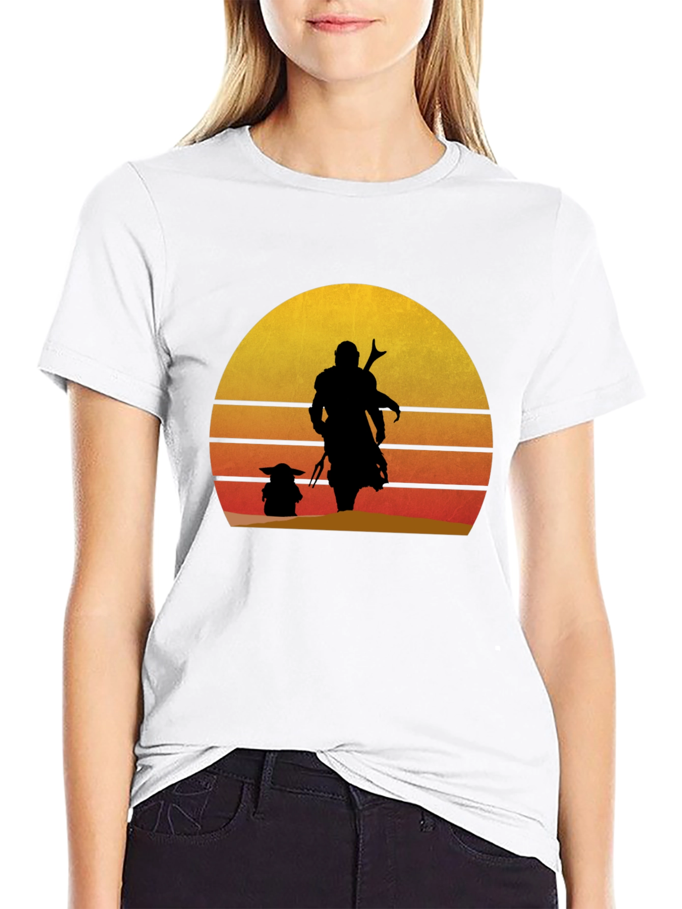 Mando & Grogu Sunset Graphic Tee - Black