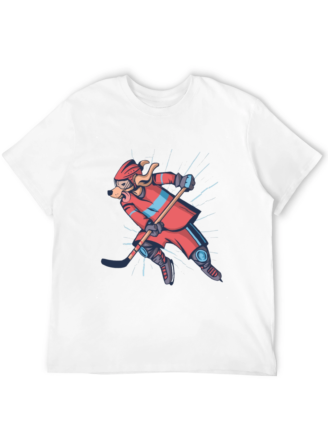 Dog Hockey Player Graphic T-Shirt