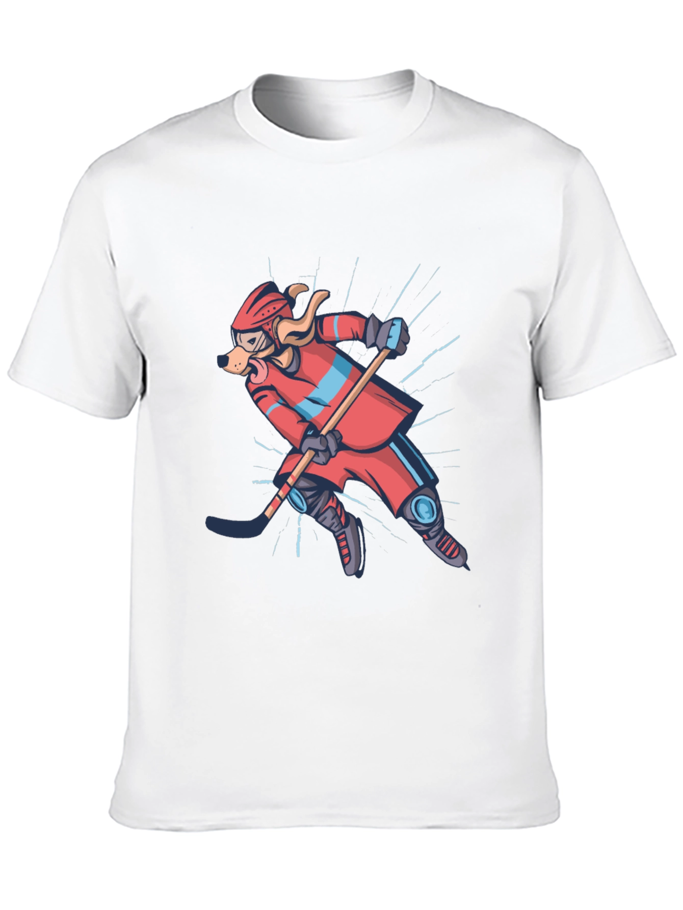 Dog Hockey Player Graphic T-Shirt