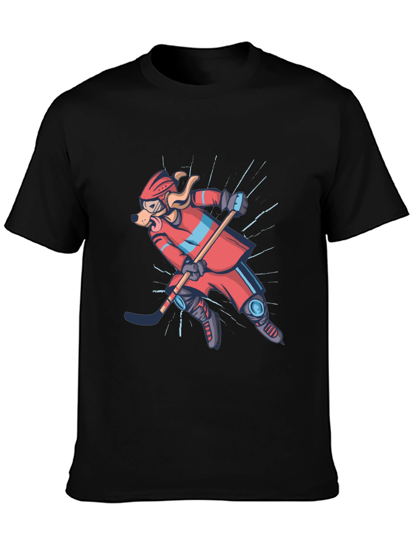 Dog Hockey Player Graphic T-Shirt