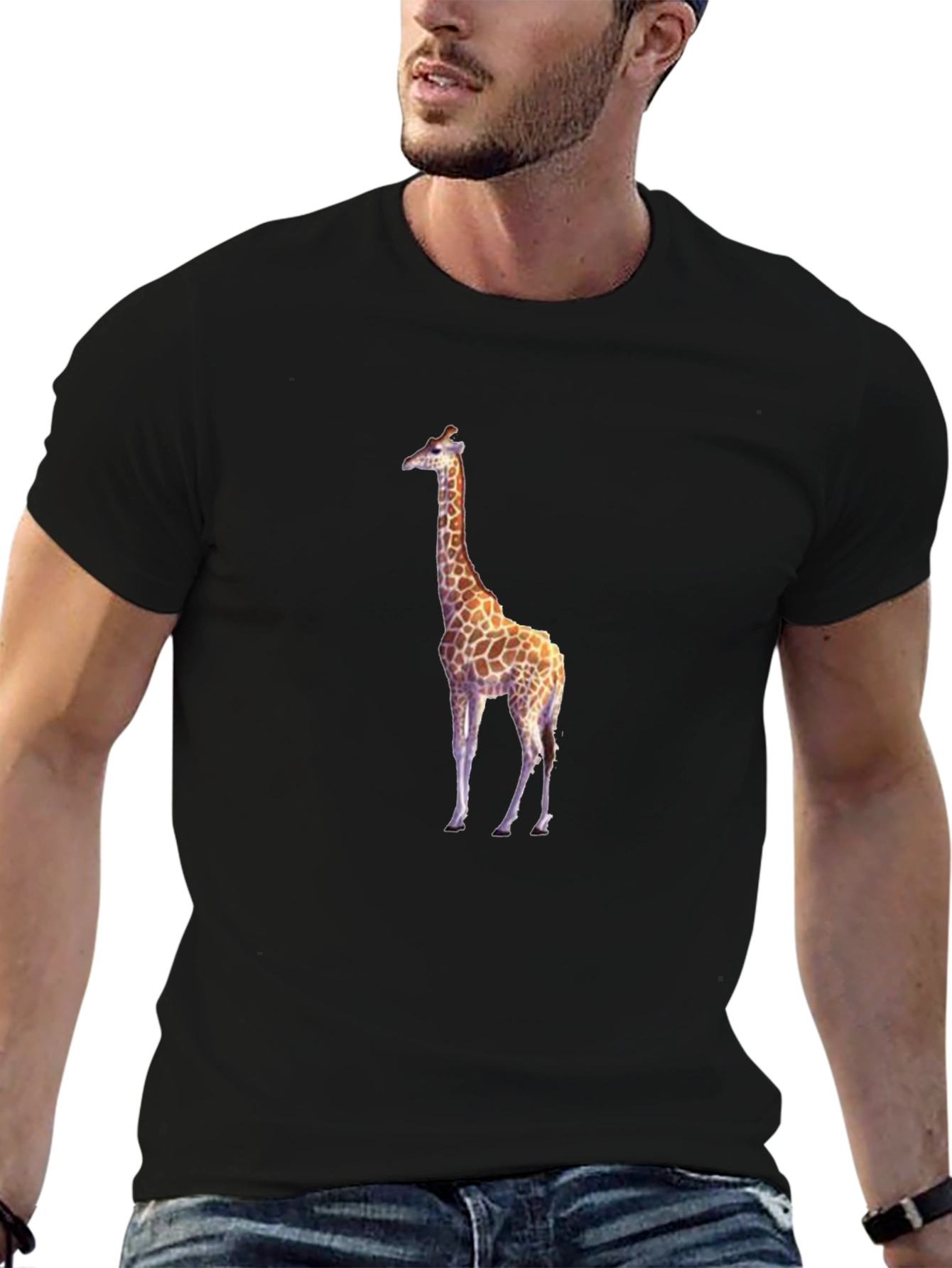 Giraffe Graphic Black T-Shirt