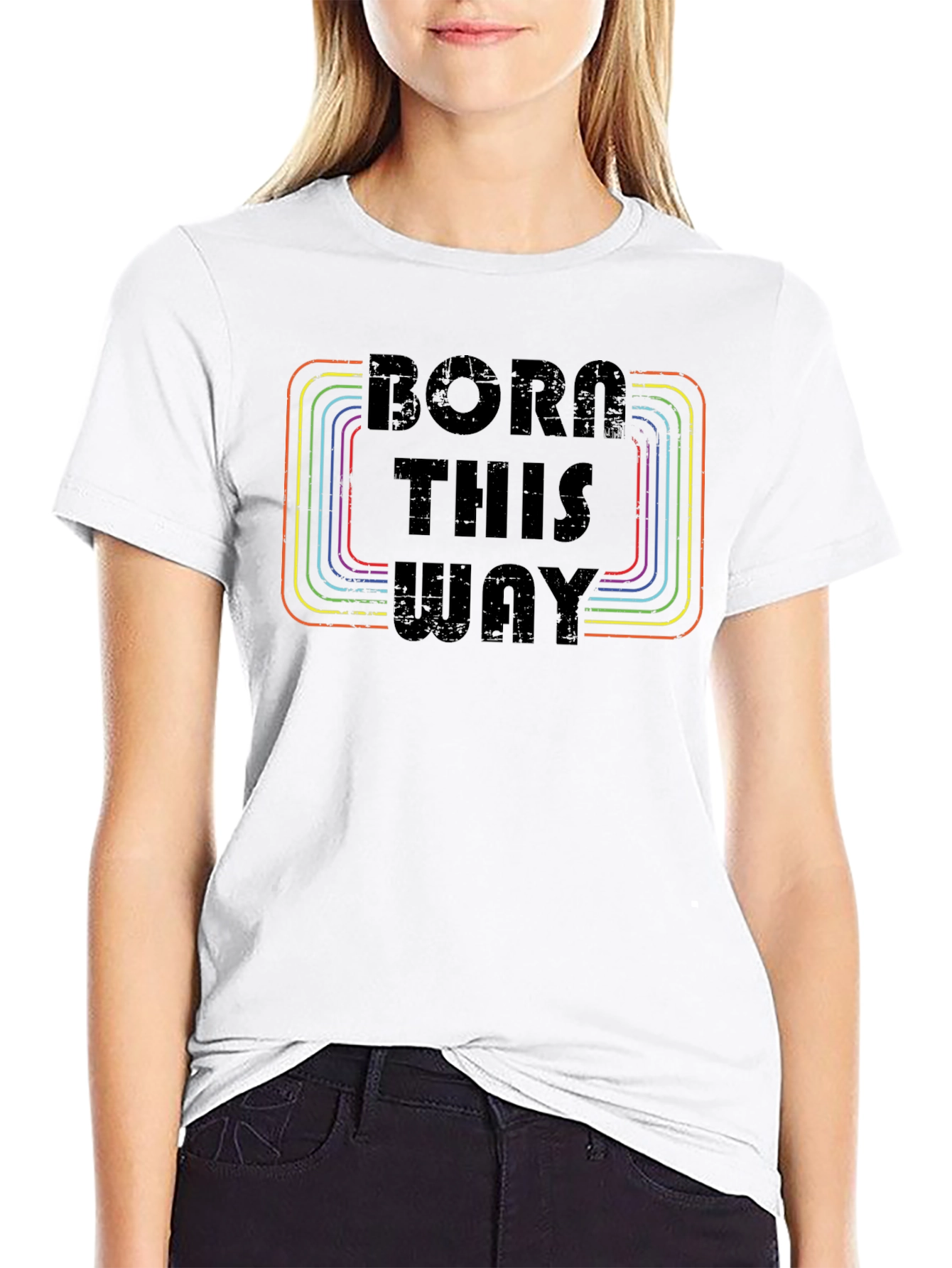 Born This Way Retro Rainbow Graphic Tee