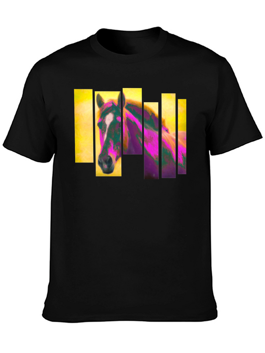Abstract Horse Graphic Black T-Shirt
