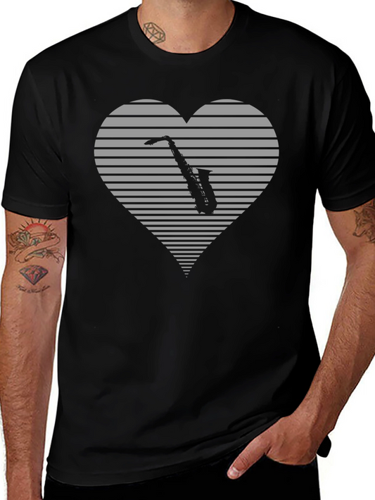 Saxophone Heart T-Shirt - Music Lover Tee