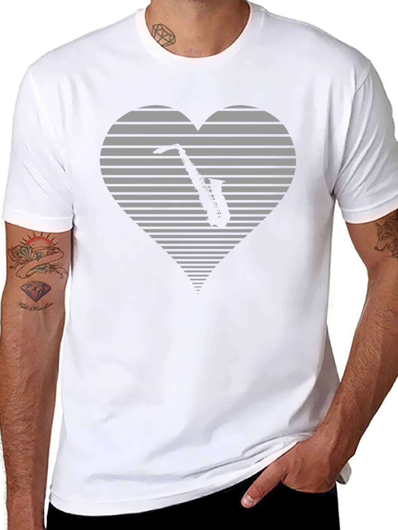 Saxophone Heart T-Shirt - Music Lover Tee