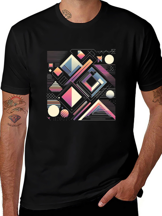 Geometric Pattern T-Shirt - Retro Modern Style