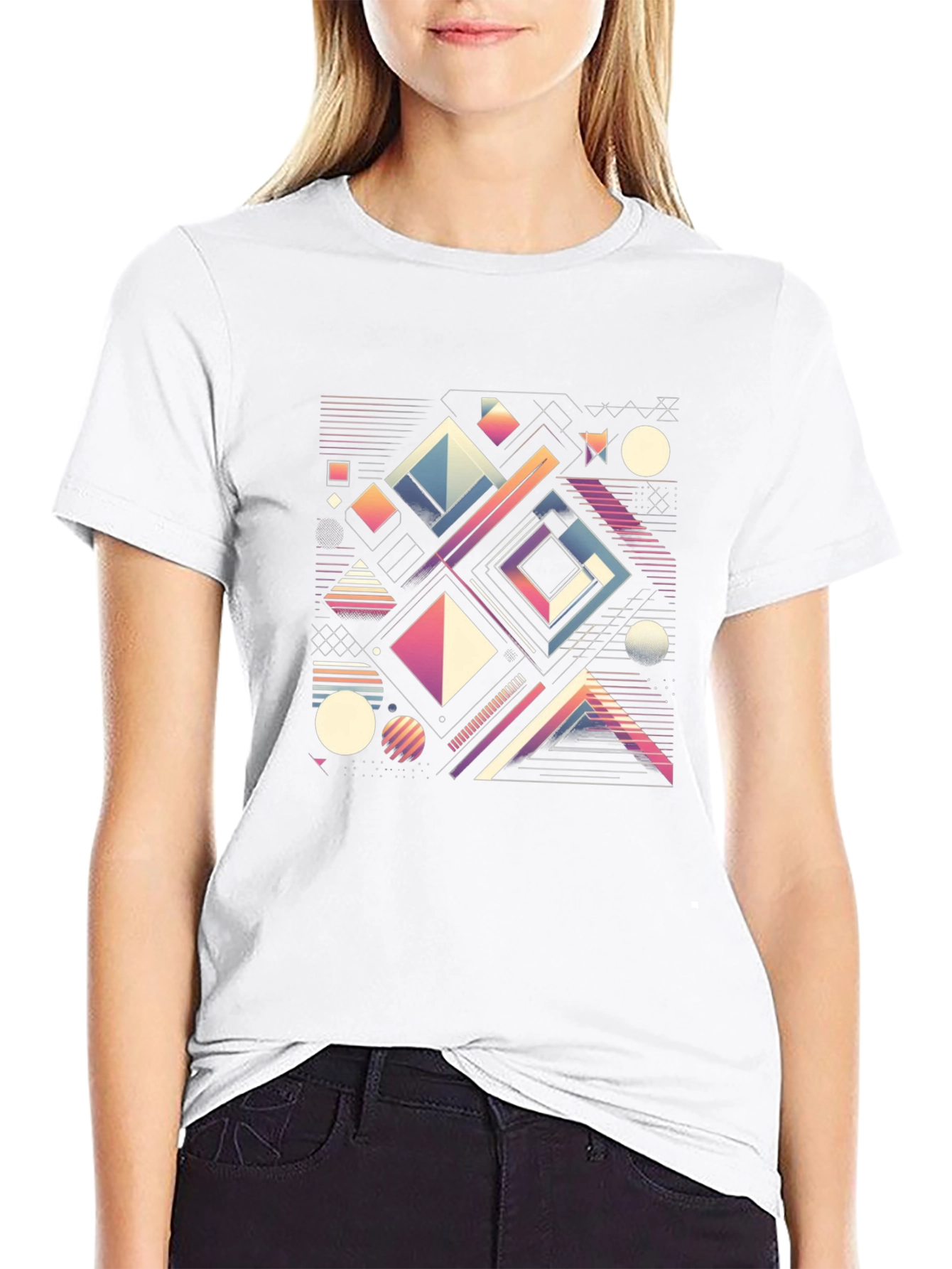 Geometric Pattern T-Shirt - Retro Modern Style