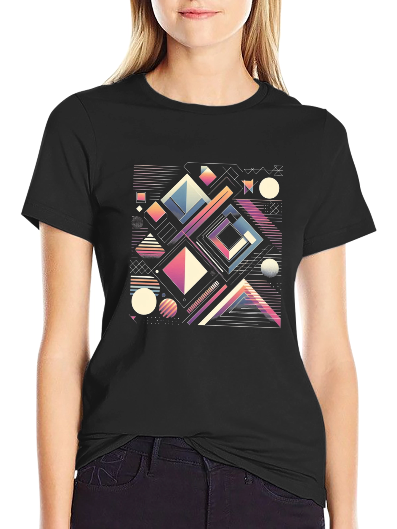 Geometric Pattern T-Shirt - Retro Modern Style