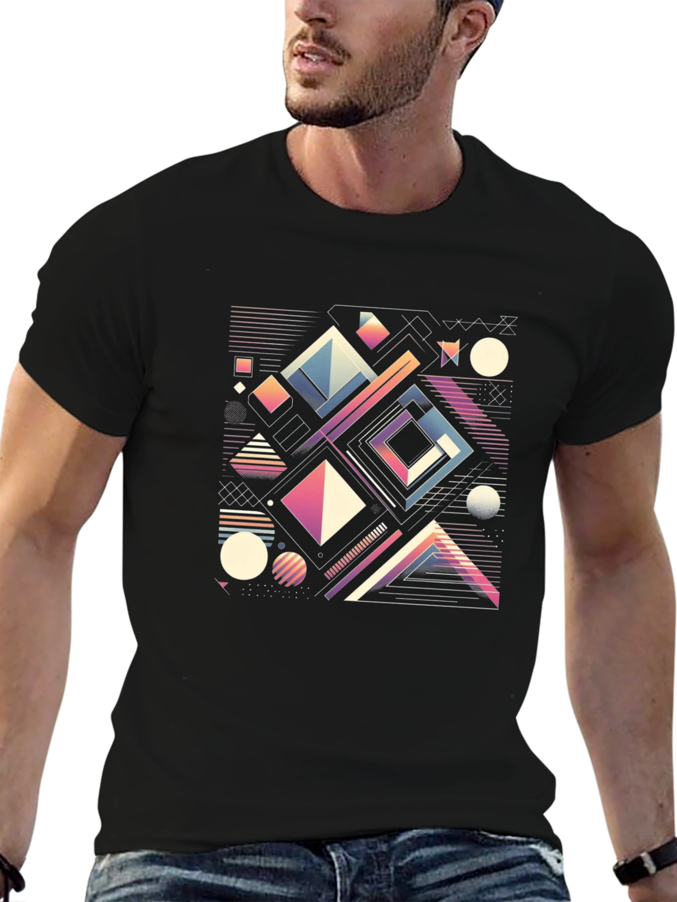 Geometric Pattern T-Shirt - Retro Modern Style