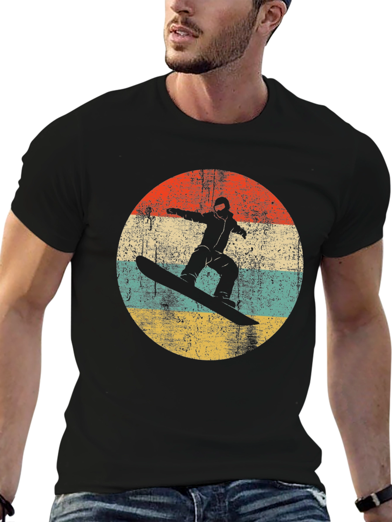 Retro Snowboarder Graphic Tee - Black