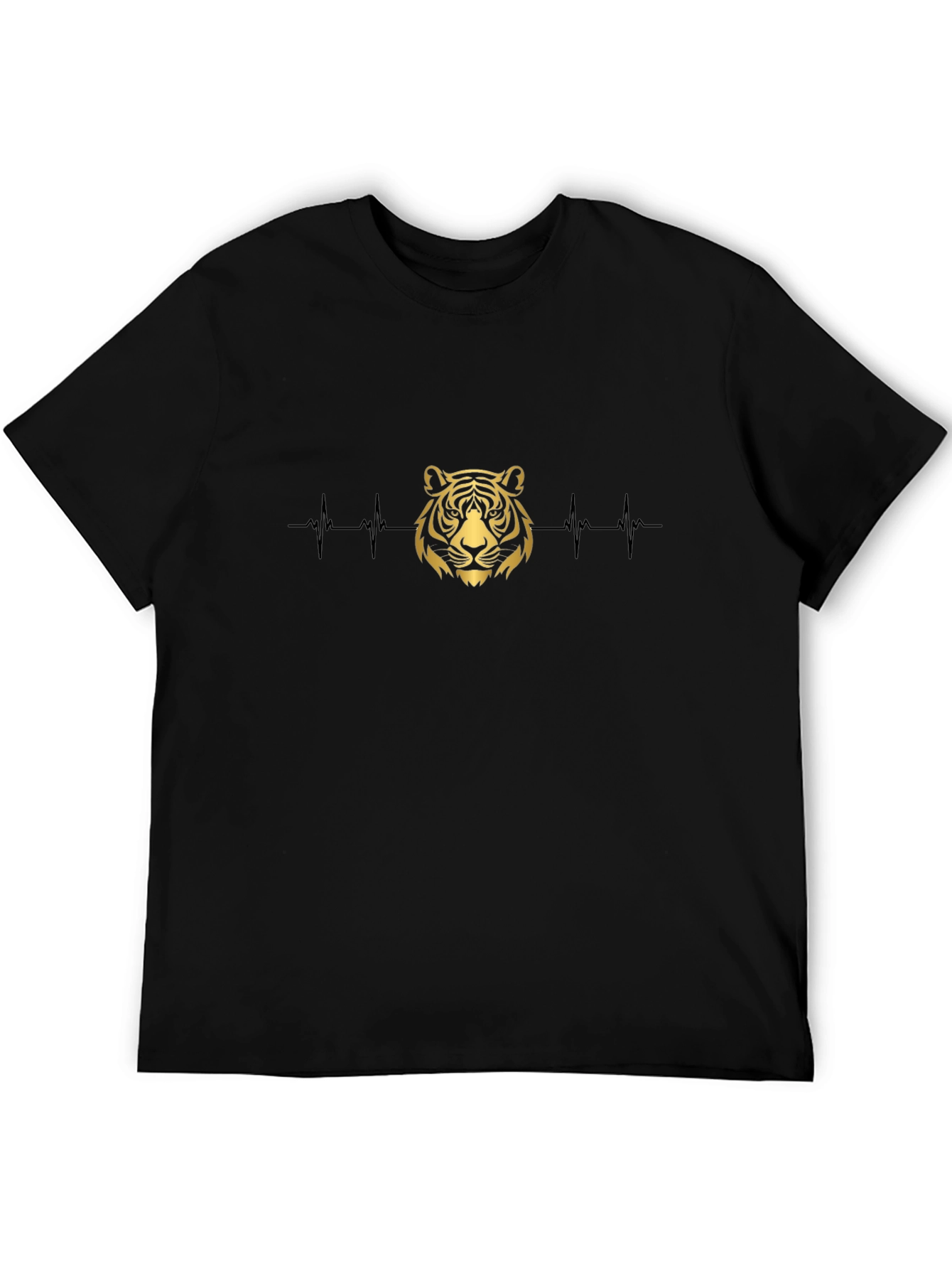 Tiger Heartbeat Graphic Tee - Black Cotton T-Shirt