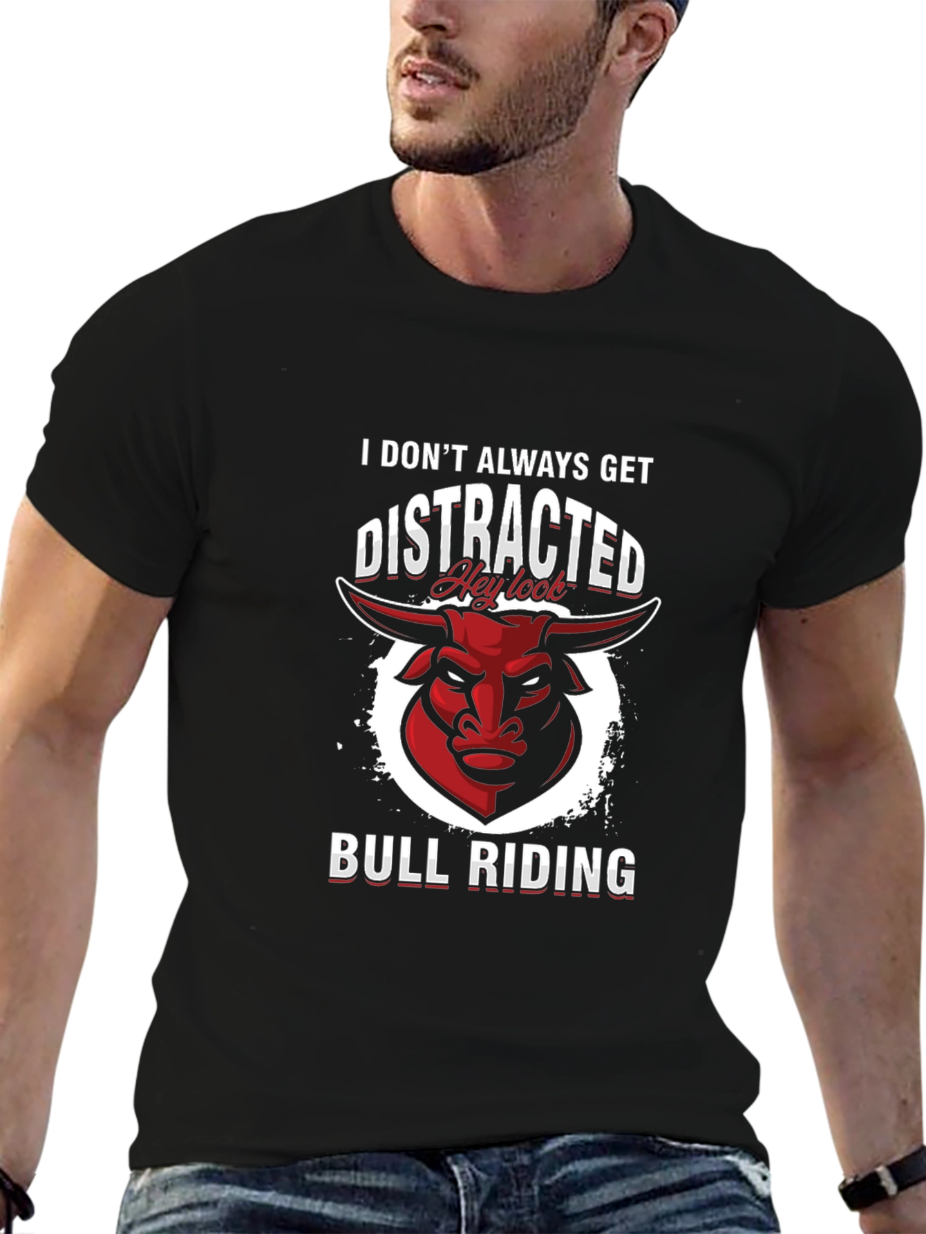 Bull Riding T-Shirt - Distracted Funny Tee