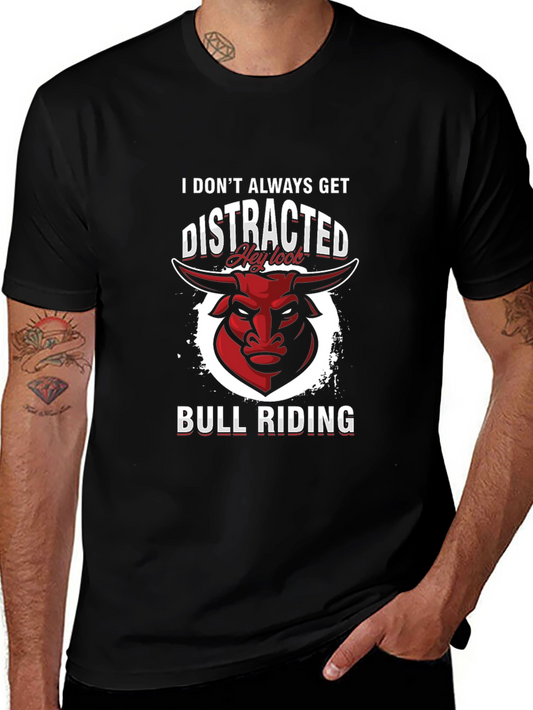 Bull Riding T-Shirt - Distracted Funny Tee